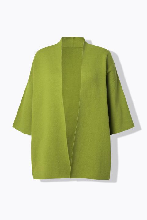 Produktbild Ulla Popken Strickjacke, oversized, offene Form, Schalkragen, Halbarm (60)