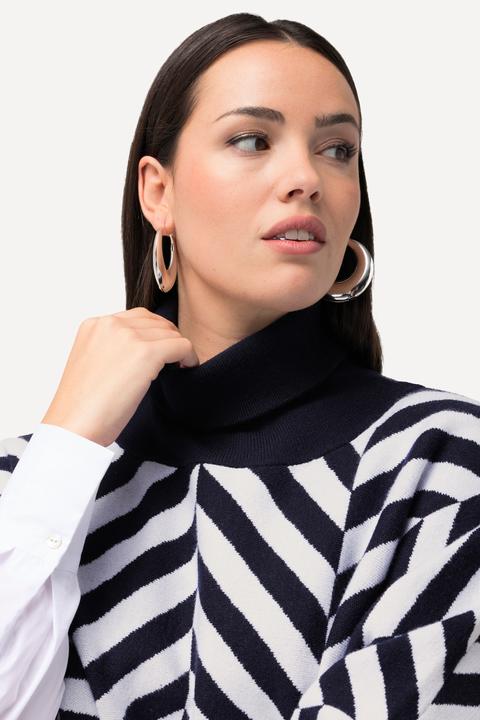 Immagine prodotto Ulla Popken Mantella in maglia jacquard con collo da risvoltare (42, 44, 46, 48)