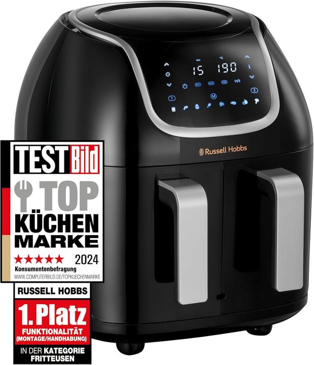 Russell Hobbs Luftfritteuse mit zwei getrennten Körben, 8 Programmen, Touchscreen und Spülmaschinenfest