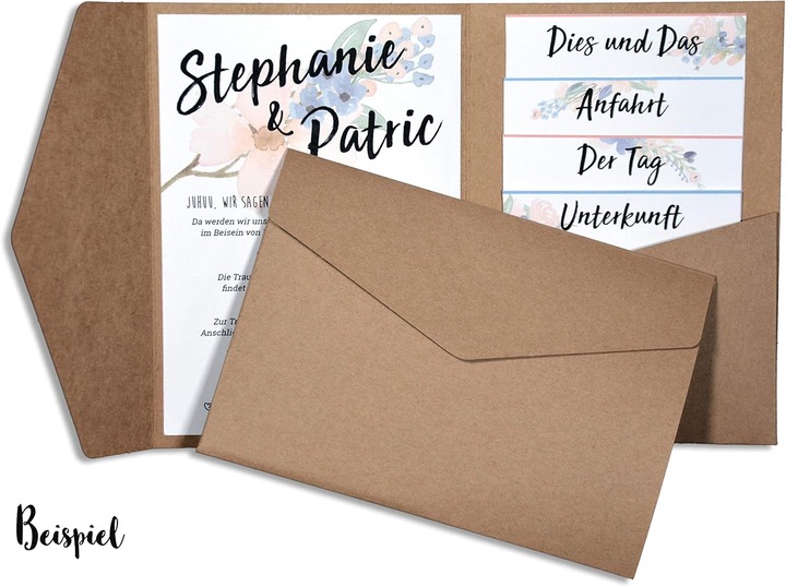 Produktbild Hochzeit DIY 50 x Pocketfold Einladungskarten mit Umschlägen (50 Stk.)