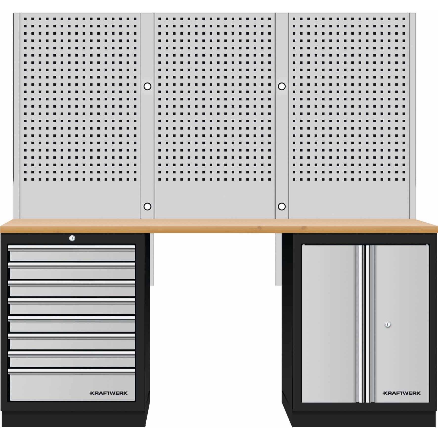Kraftwerk, Werkstattschrank, Mobilio 2er Kombi mit Lochwand, Buche Multiplex (204 cm, 200 cm)