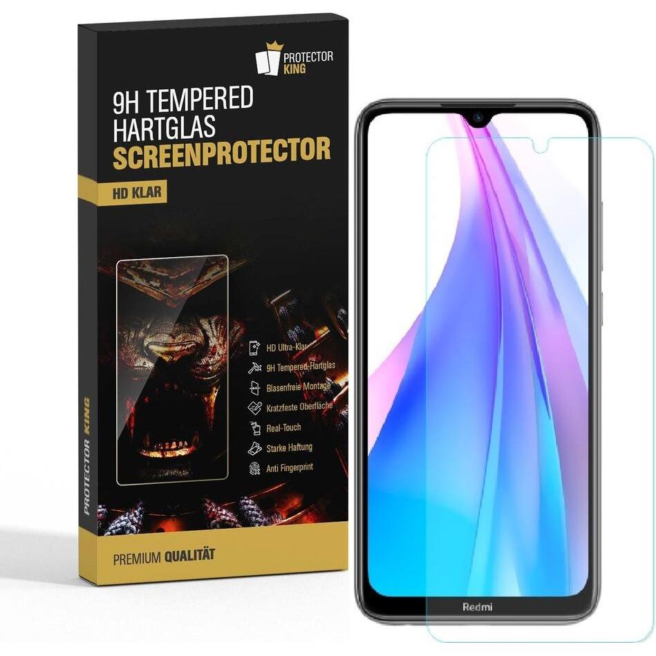 Protectorking 3x echtes Tempered 9H Panzerhartglas 3D KLAR (3 Stück, Xiaomi Redmi Note 8), Smartphone Schutzfolie