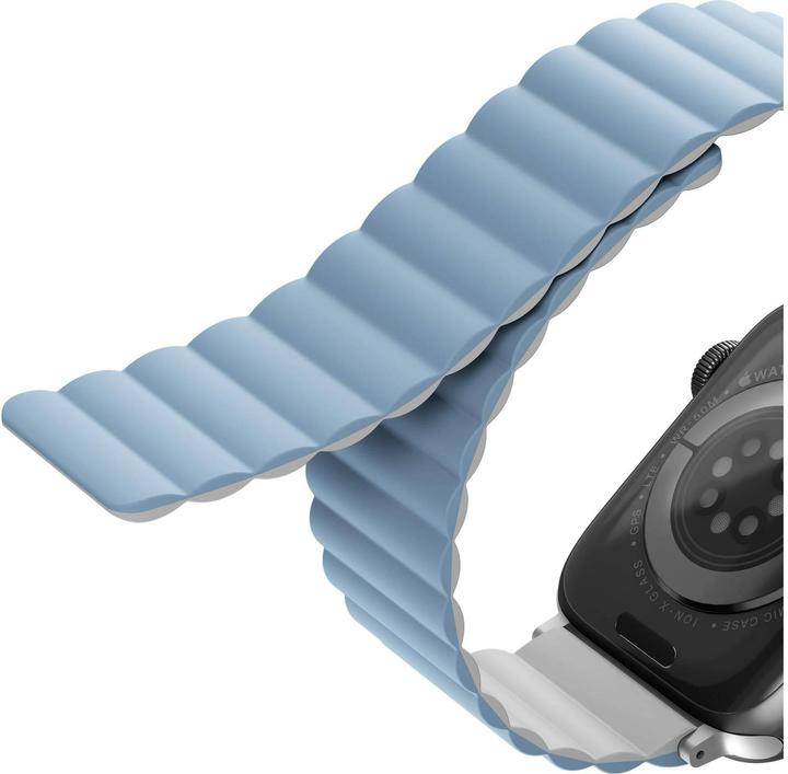 Actual product image Uniq pasek Revix Apple Watch Series 1/2/3/4/5/6/7/8/SE/SE2 38/40/41mm. Reversible Magnetic biały-nie (40 mm, Silicone, Stainless steel)