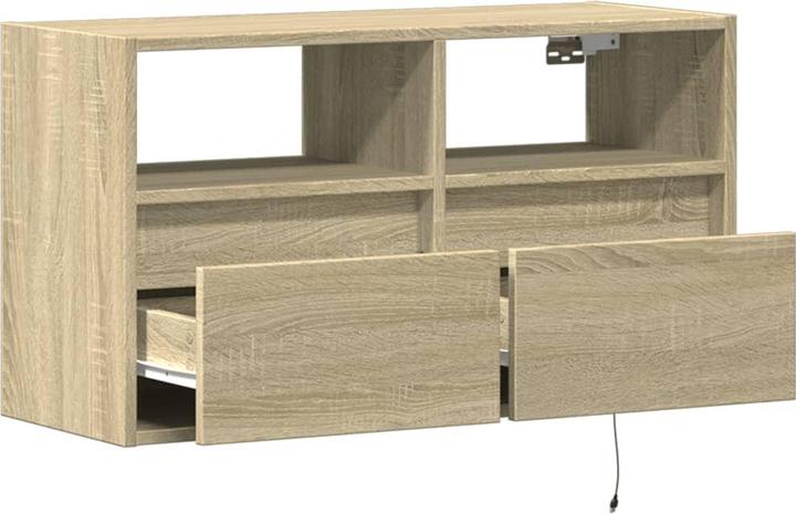 Image du produit vidaXL Armoire TV Armoire murale Lowboard Suspendu avec éclairage LED Chêne Sonoma