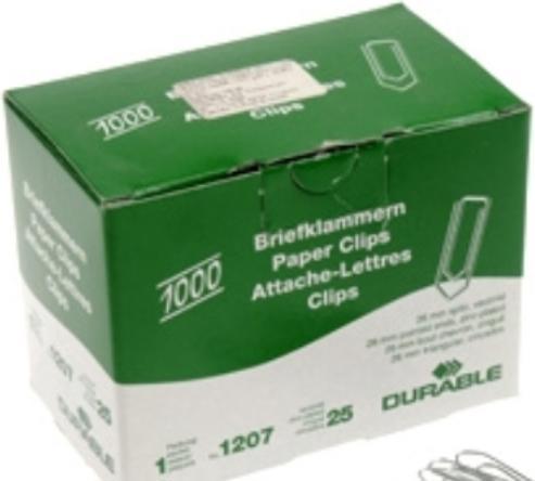 Actual product image Durable Paperclips galvanized, pointed, 26mm (1000x)