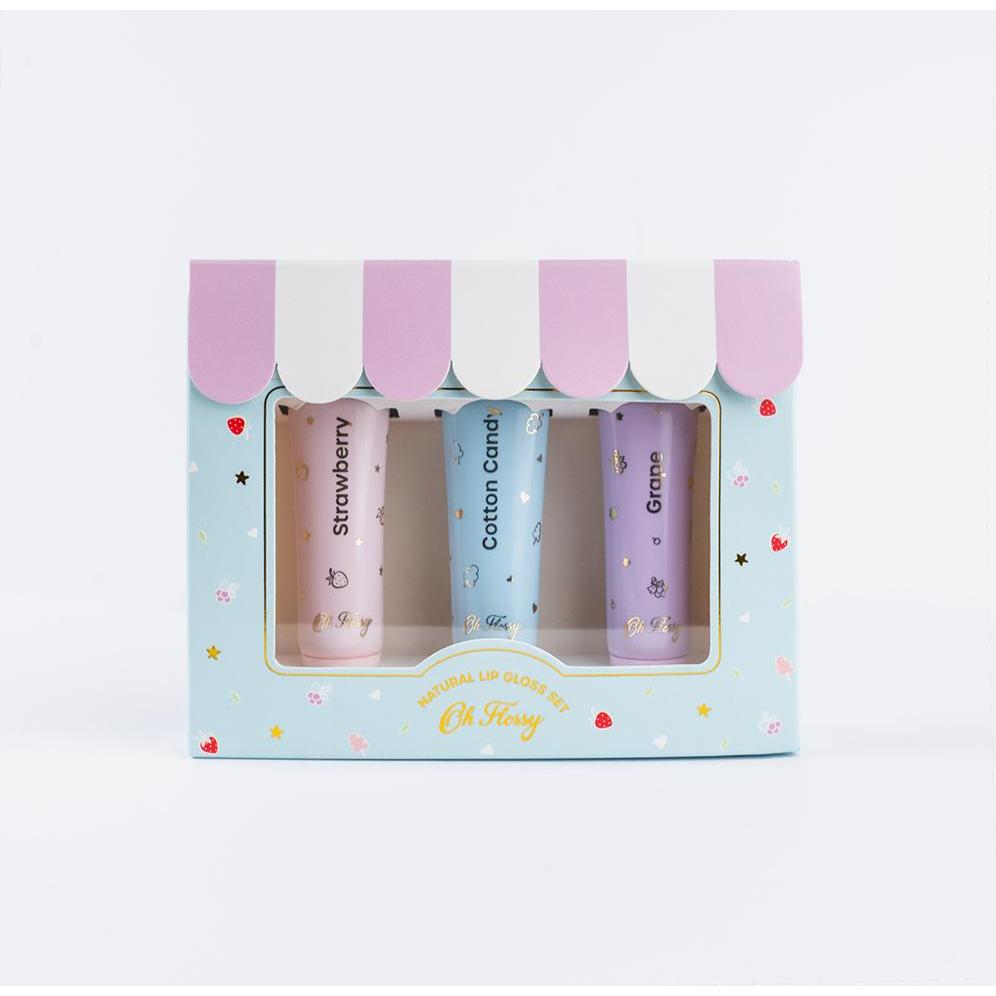 Oh Flossy, Lippenstift + Lipgloss, Natural Lip Gloss Set - Set of 3 - FL030346
