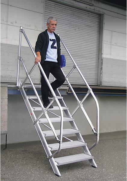 Produktbild kaiserkraft Treppe 45° Stufenbreite 800 mm 17 Stufen Aluminium geriffelt (Trittleiter, 80 cm)
