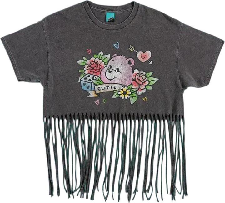 Produktbild Hype Tattoo Bear TShirt Mit Fransen Gewaschen (L)