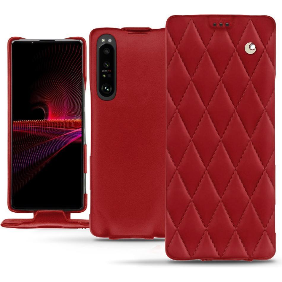 Noreve Lederschutzhülle vertikal (Sony Xperia 1 III), Smartphone Hülle, Rot