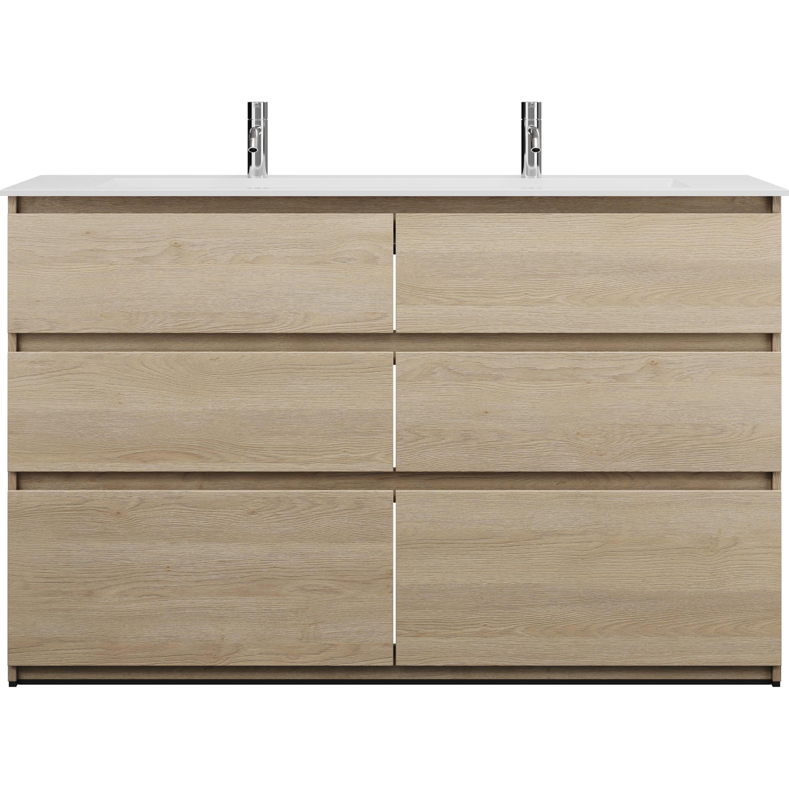 burgbad, Badmöbelset, Lin20 Mineralguss-Waschtisch Farbe Weiss Glänzend mit 2 Armaturbohrungen inklusive Waschtis