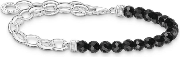 Immagine prodotto Thomas Sabo Bracciale Charm con perline di onice nero e catene d'argento (17 cm, Argento 925)