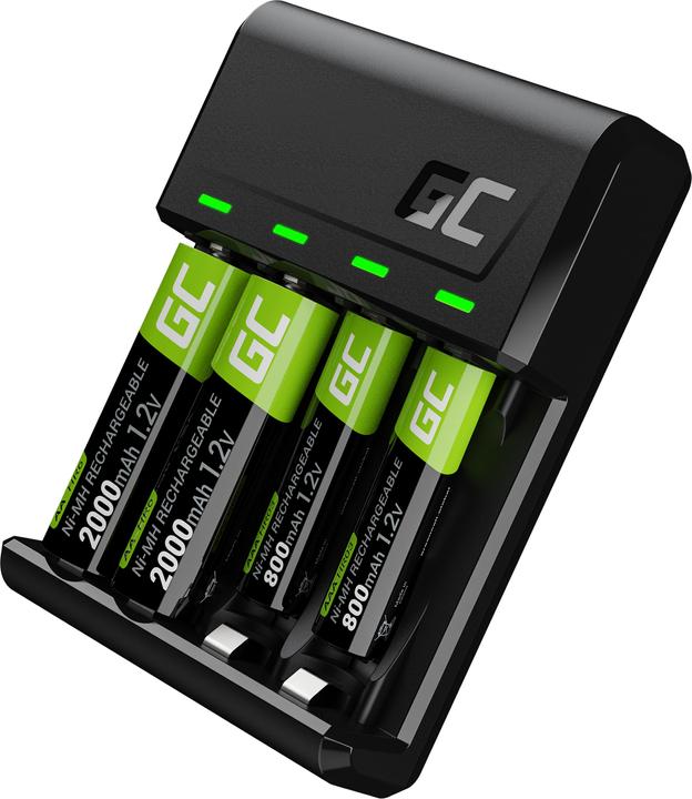 GreenCell VitalCharger Set met 2x AA 2000mAh & 2x AAA 800mAh Batterijen