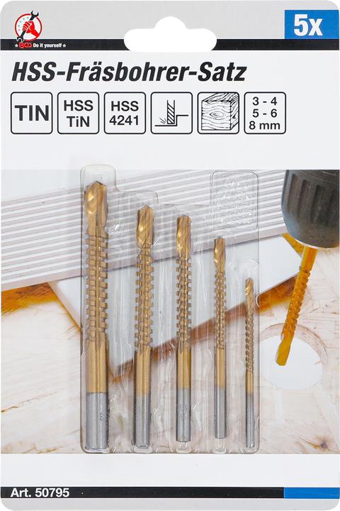 Actual product image BGS HSS Milling Drill Set | titanium coated | 3 - 8 mm | 5 pcs. (8 mm)
