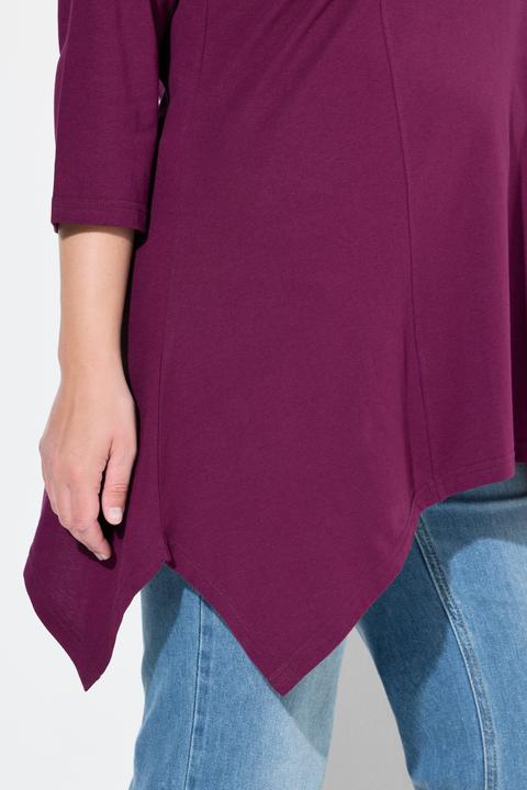Actual product image Ulla Popken Eco Cotton V-Neck Pointed Hem A-line Fit Tee (46, 48)