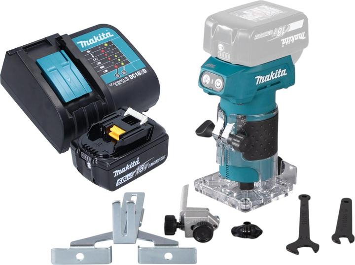 Makita DRT 52 ST1 accu-kantenfrees 18 V 6 mm borstelloos + 1x accu 5.0 Ah + lader