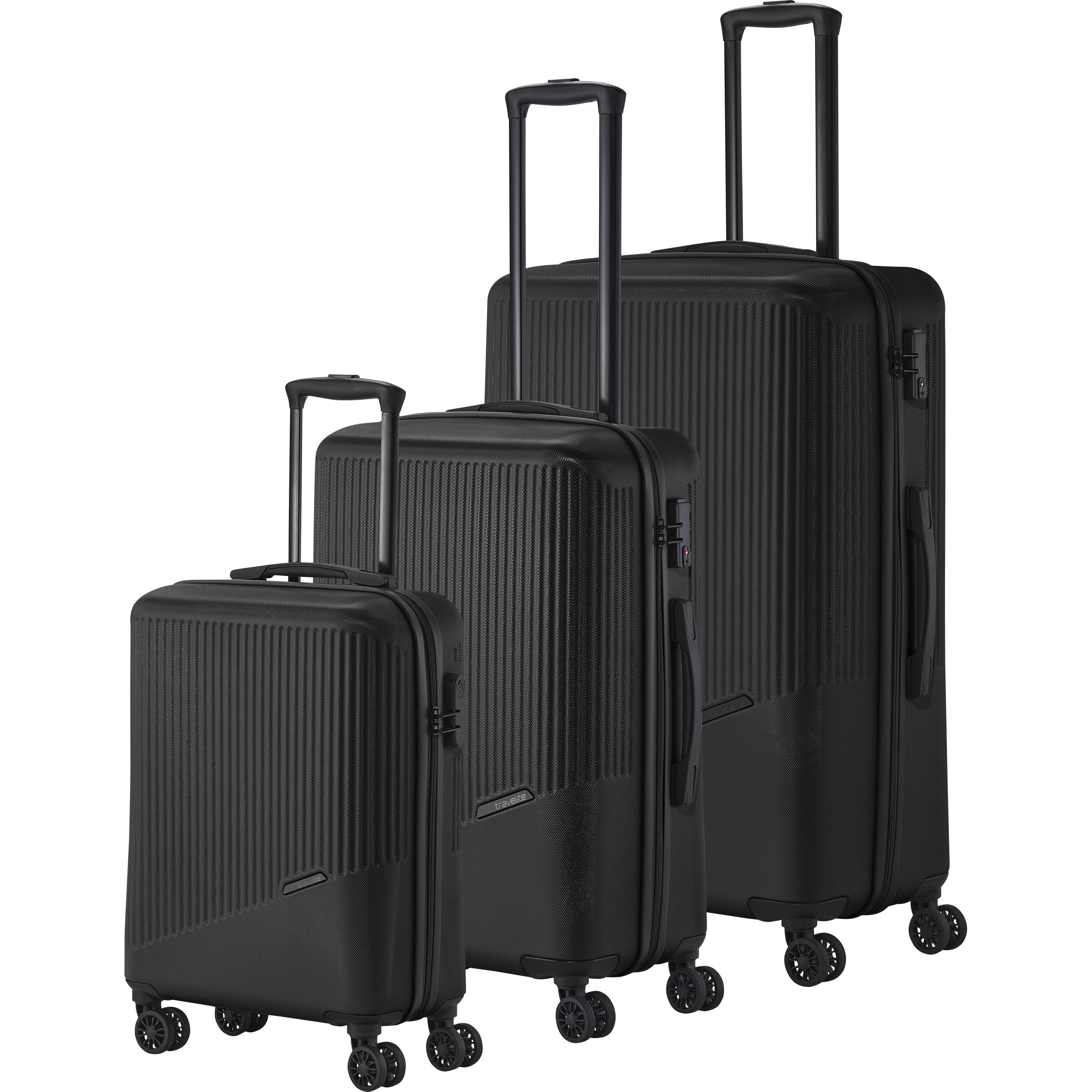 Travelite, Koffer, Bali 4 Rollen Kofferset 3-teilig, Schwarz, (193 l, XL (ab 115l))