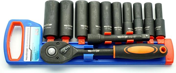 Produktbild Adler SATZ 1/2" RETCHET + LANGE SCHLAGNÜSSE 12-tlg.