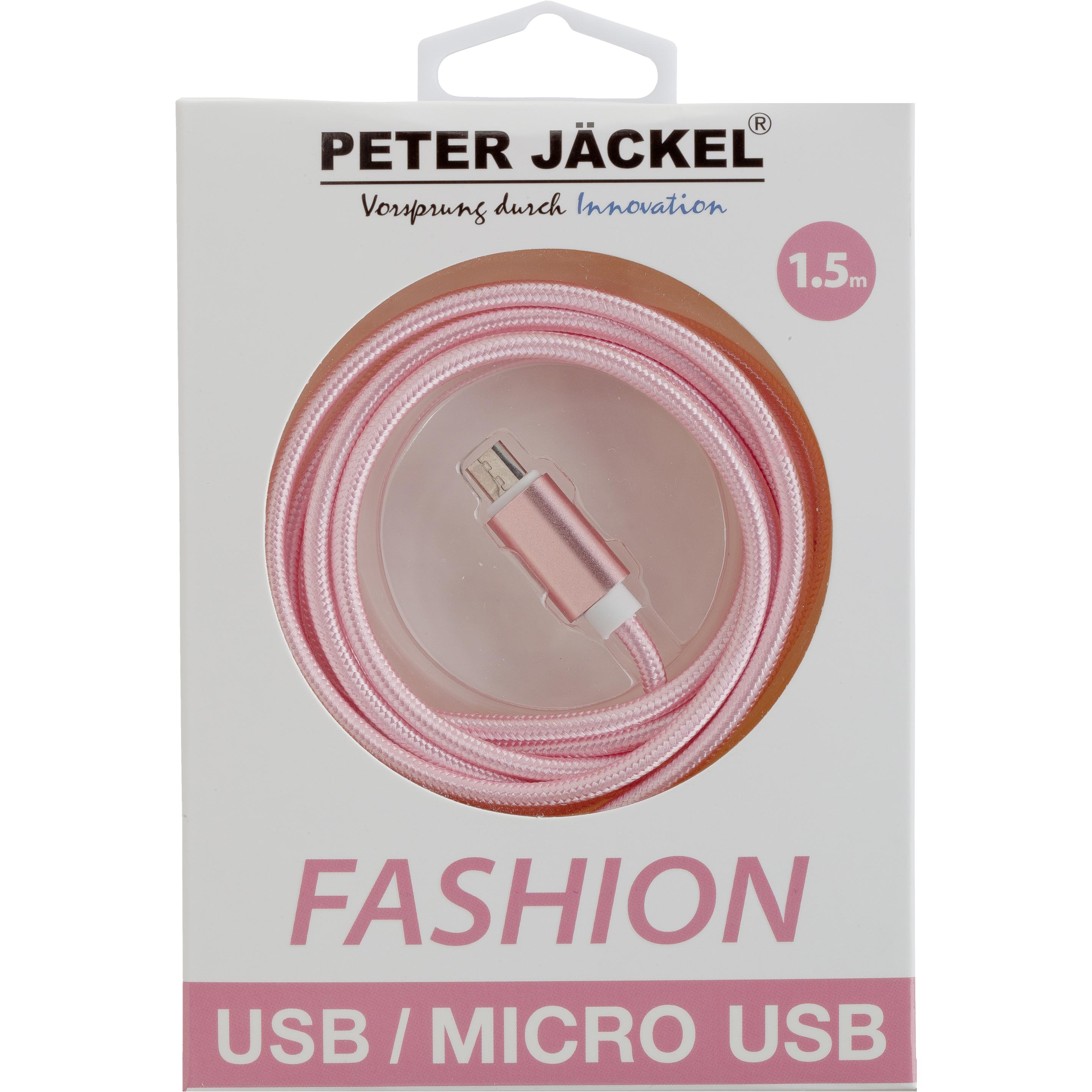 Thumbnail - Peter Jäckel FASHION 1,5m USB Data Cable Rose für Micro-USB mit Sync- und Ladefunktion (1.50 m), USB Kabel
