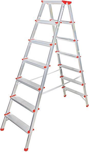 Image du produit kaiserkraft Escabeau de ménage double accès 2x7 marches (Échelle deux plans, 315 cm)