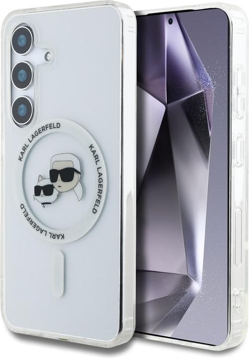 Actual product image Karl Lagerfeld Etui Button Karl & Choupette Heads Printed Logo MagSafe Samsung Galaxy S25 biaÅy (Samsung Galaxy S25)