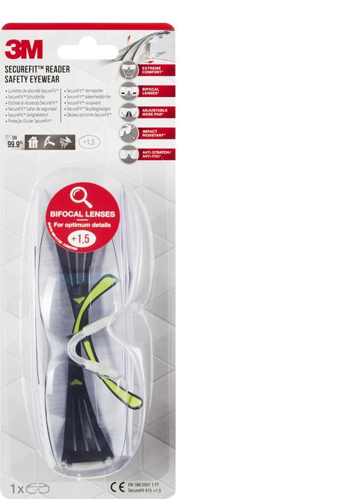 Actual product image 3M SecureFit Reader Safety Glasses, +1.5 diopter