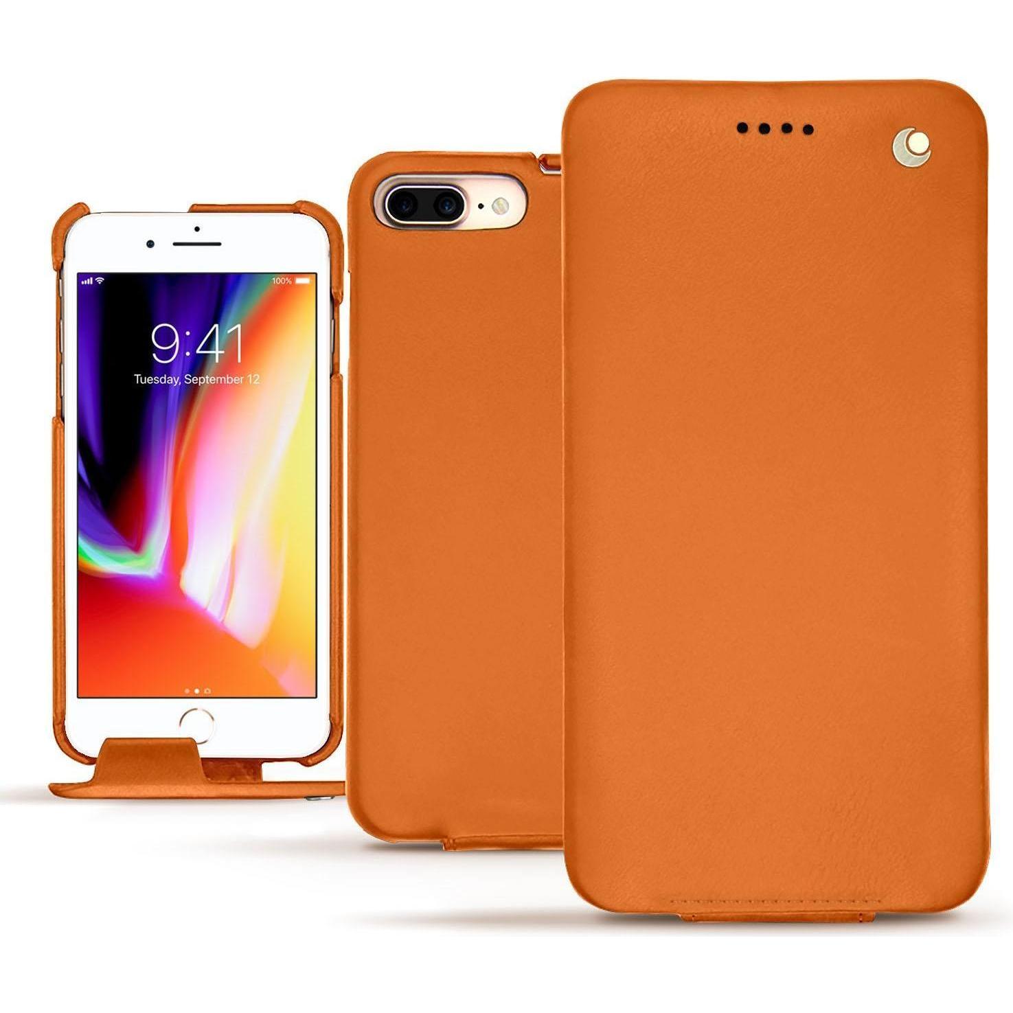Noreve Lederschutzhülle vertikal (Apple iPhone 8 Plus), Smartphone Hülle, Orange