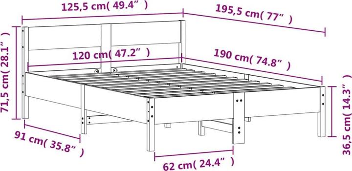 Actual product image vidaXL Bettgestell (200 x 200 cm)