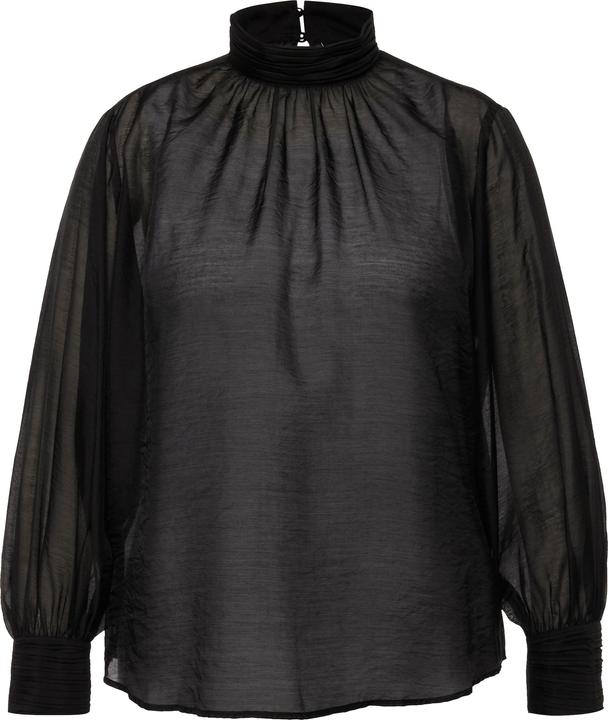 Immagine prodotto Ulla Popken Blusa con lyocell, pieghe decorative, collo alto e maniche lunghe (50, 52)