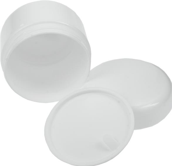 Actual product image Plastic cosmetics jar, white with inner lid for 50 ml, Ø 5 cm, height: 4.5 cm