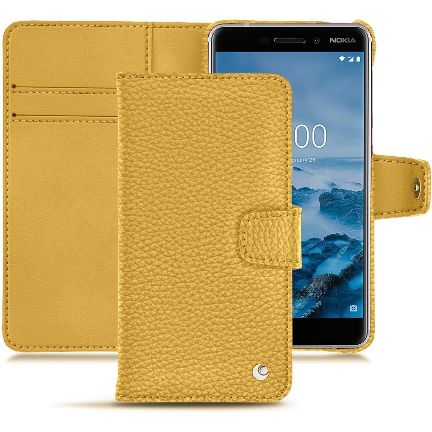 Noreve Lederschutzhülle Wallet (Nokia 6 (2018)), Smartphone Hülle, Orange