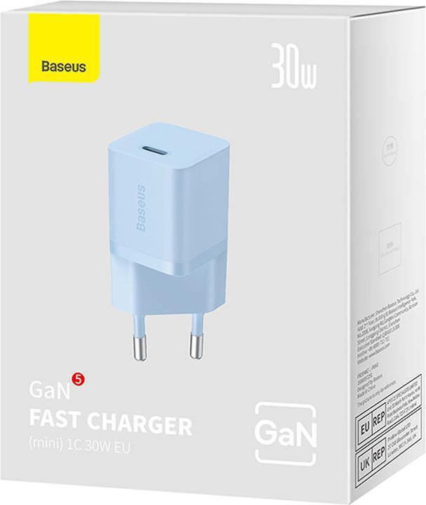 Produktbild Baseus Mini wall charger GaN5 30W (blue) (30 W, 1 Port)