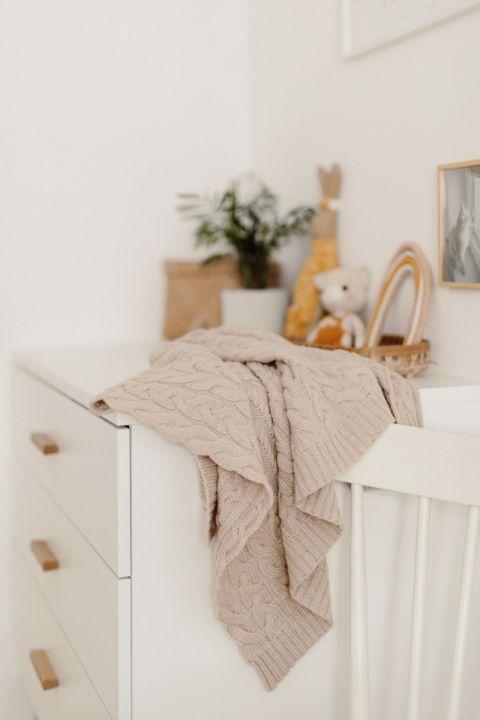 Immagine prodotto My memi Coperta per bambini in Merino - Intrecciato Beige (80 x 100 cm)