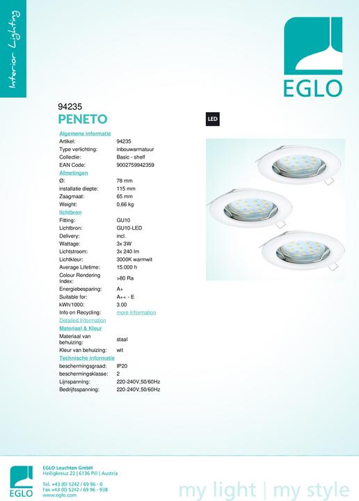 Immagine prodotto EGLO Peneto (240 lm, GU10)