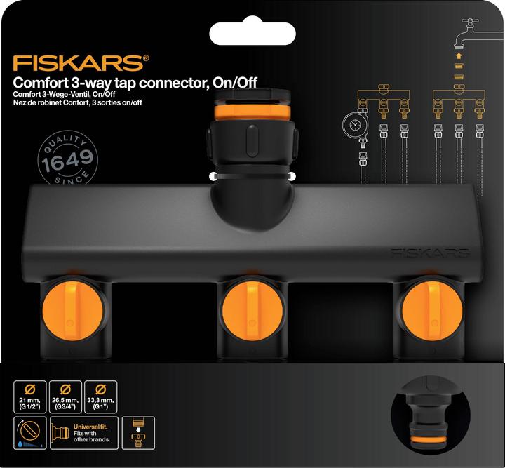 Actual product image Fiskars Rozdzielacz Potrójny Comfort On/Off (Tap connectors, 33.30 mm)