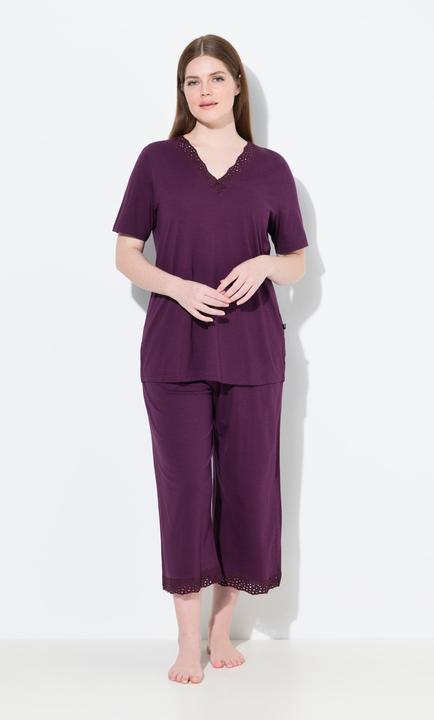 Produktbild Ulla Popken Pyjama, Lochstickerei, Halbarm, Modalmix (50, 52)