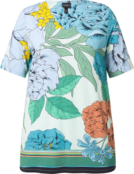 Produktbild Ulla Popken Slinkyshirt, Blüten, A-Linie, V-Ausschnitt, Halbarm (42, 44)