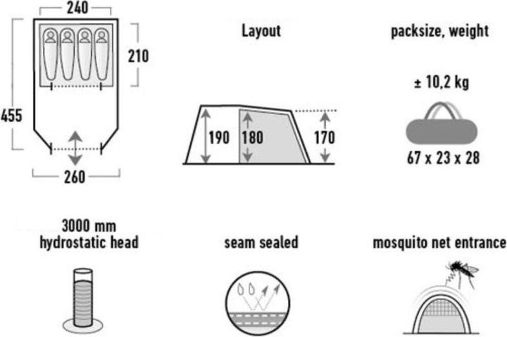 Produktbild High Peak Zelt Torri 4.0 (Tunnelzelt, 10.20 kg, 4 Personen)