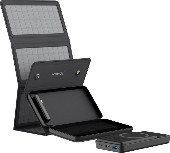 Actual product image Xlayer Wireless powerbank 10,000mAh 15W black with solar panel (10000 mAh, 15 W, 37 Wh)