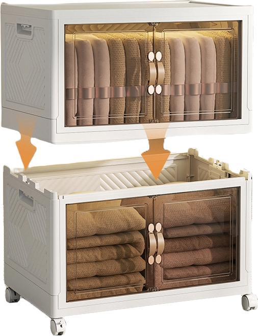 Image du produit Novidarte Bac de rangement empilable avec portes (lot de 2) (2x)