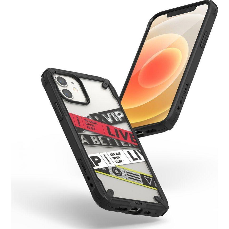 Thumbnail - Ringke Fusion X Design durable PC Case with TPU Bumper for iPhone 12 mini black (Ticket band) (XDAP0 (Apple iPhone 12 mi...
