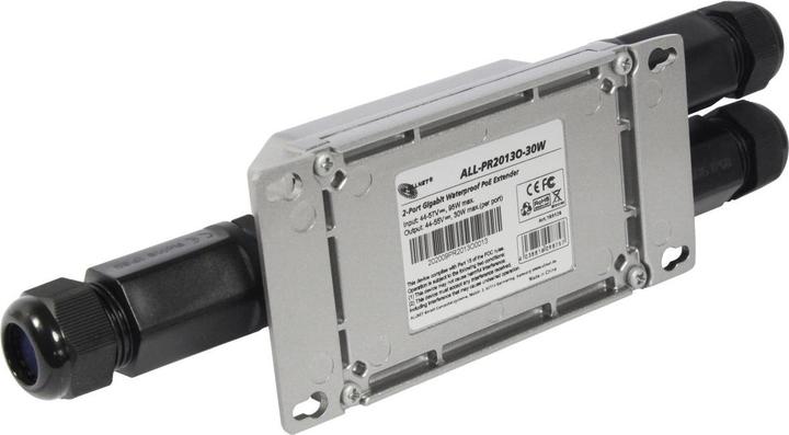 Actual product image Allnet poe 2x extender repeater outdoor switch ip67 ieee802.3bt in - 2xat out all-pr2013o-30w