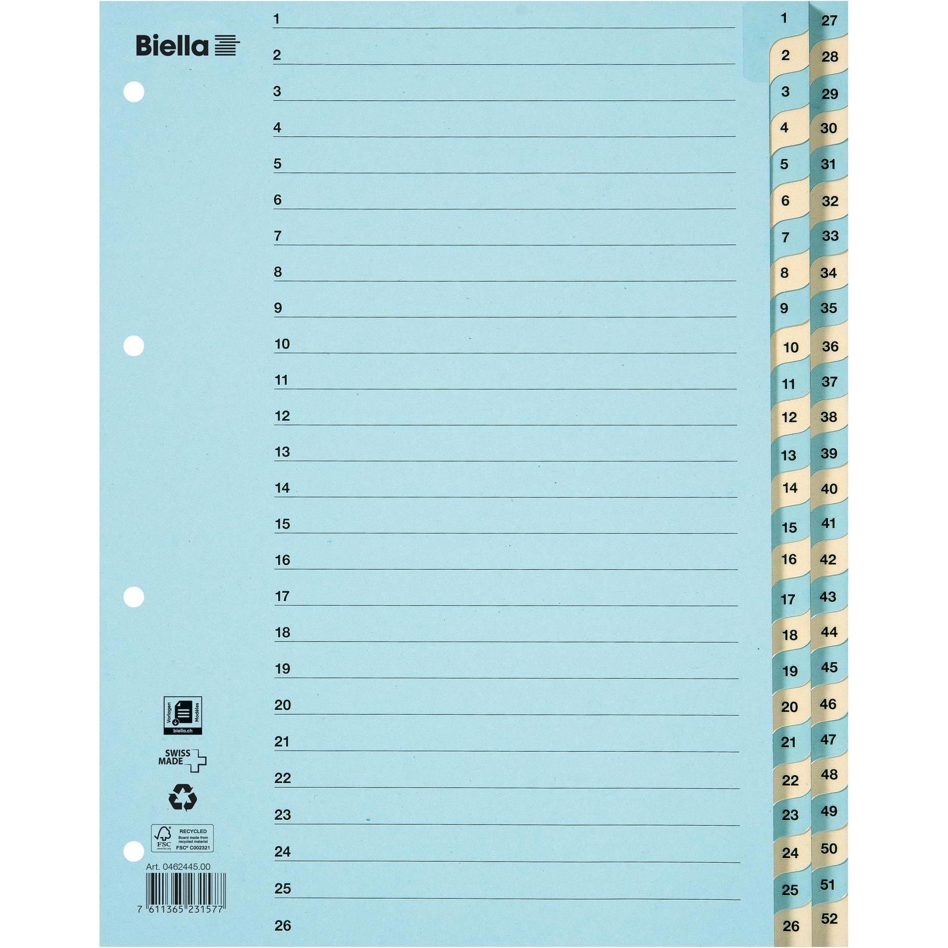 Biella, Ordner Zubehör, Register Karton