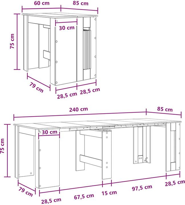 Produktbild vidaXL Esstisch (240 x 85 x 75 cm)