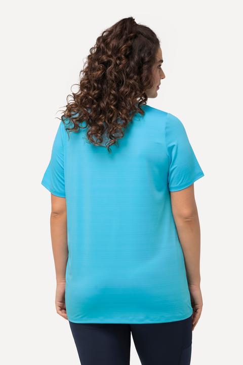 Image du produit Ulla Popken T-shirt technique à manches courtes et col V. Ligne A et ruban à fronces (50, 52)