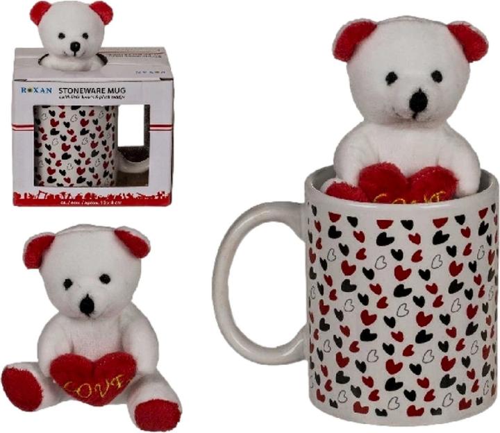 Actual product image Sombo White mug with plush teddy bear