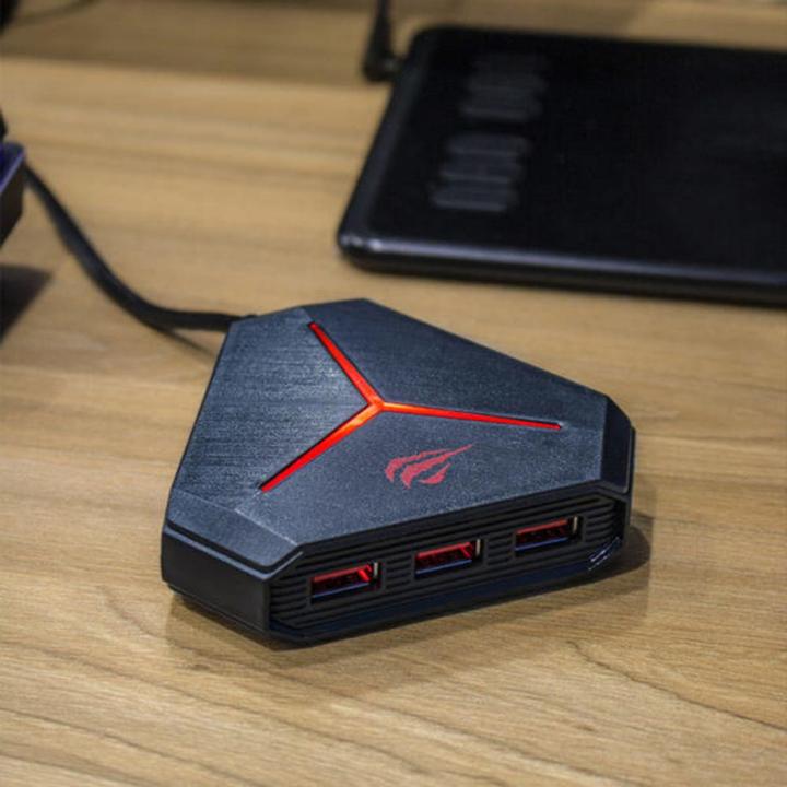 Produktbild Havit - Docking Station (H95) - 3x USB 3.0, 3x USB 2.0, 2x Jack 3.5mm, SD/TF, 5V - Black (USB-A, 6 Ports)