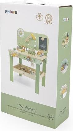 Actual product image Viga Toys Wooden workbench with tool set and clock PolarB Viga