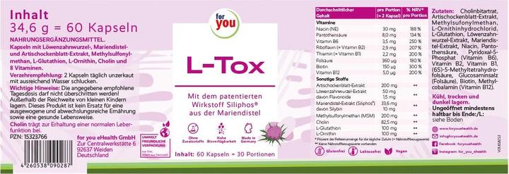 Nährwerte und Zutaten For You L-Tox (60 Stück, Kapseln)