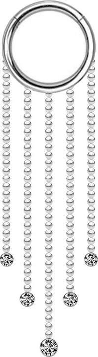 Immagine prodotto Star Piercing Micro Segmentring klappbar silber Anhänger fünf Kugelketten Zylinder Kristall silber (senza ottone, Acciaio chirurgico 316L)