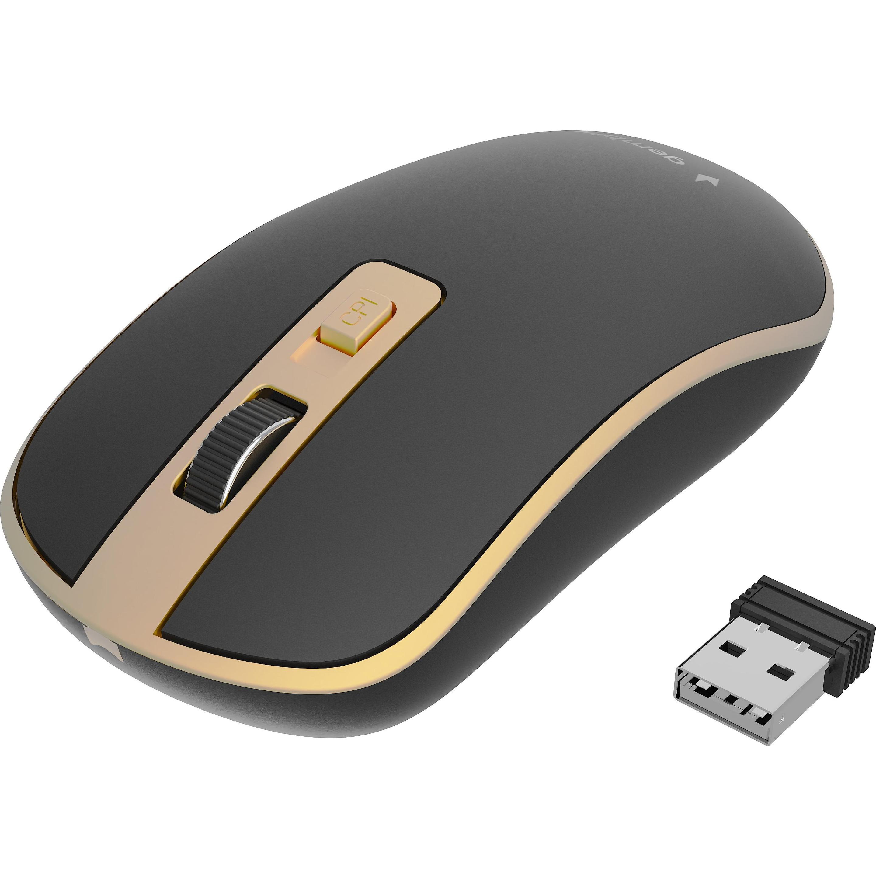 Gembird MUSW-4B-06-BG Wireless mouse (Kabellos), Maus, Schwarz, Gold